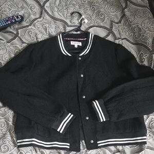 Nannette Black Varsity Jacket with White Accents